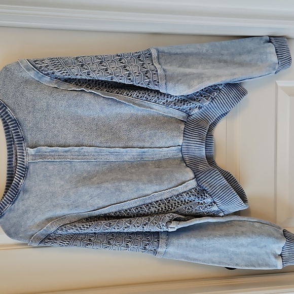 Altar'd State Tops - 💙 Altar'd State | Pieced Jenna Knit Pullover| W Sz S| Blue, Free People Vibes